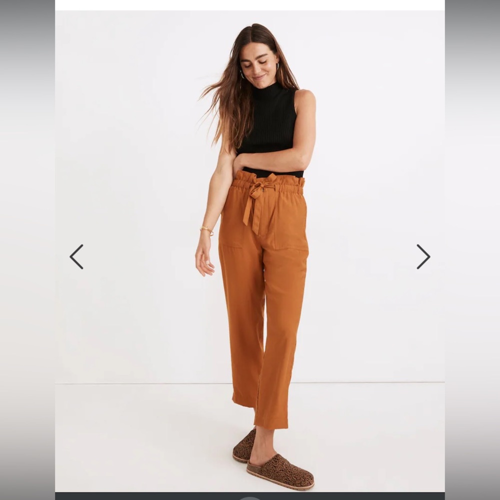 Madewell Dunway Paperbag Orange Pants Size Medium